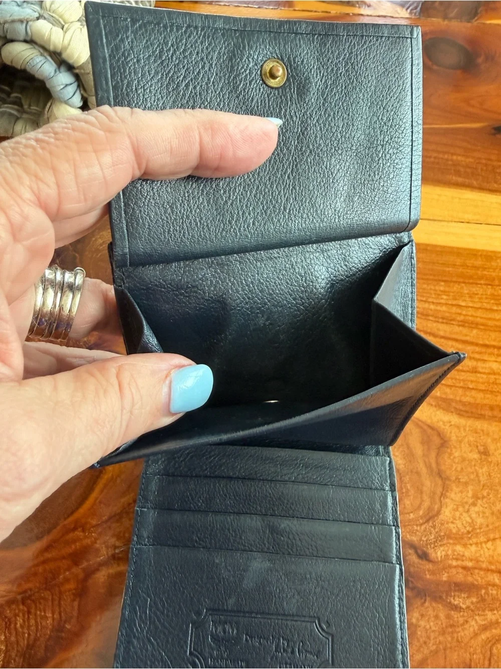 MCM Cream and Black Logo Bi-Fold Wallet